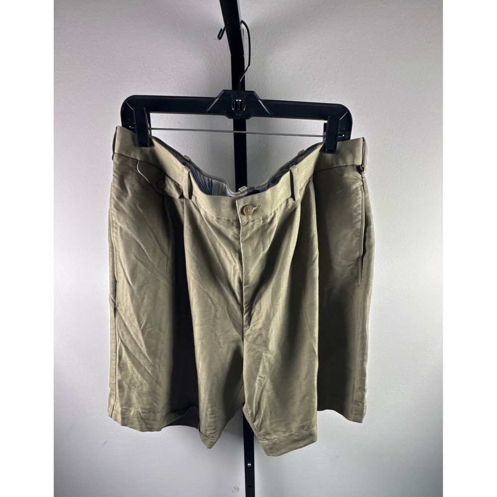 Ocean Pacific Shorts Mens 40 Green Excellent Herringbone Rayon Blend Casual